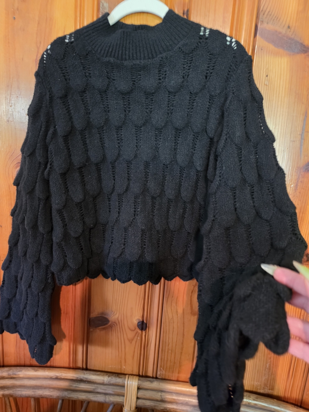 Black Ruffled Long-Sleeve Sweater - Picture 6 of 10